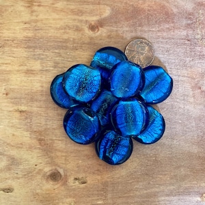 Midnight Deep Blue Foiled Glass Beads 2mm Large Hole (Lot of 10)