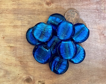 Midnight Deep Blue Foiled Glass Beads 2mm Large Hole (Lot of 10)