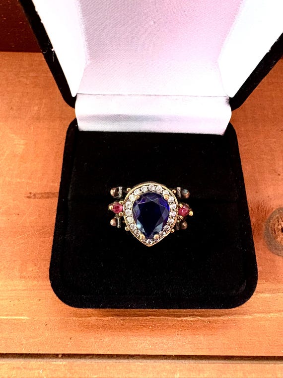 Reversible Double-Stone Vintage Ring Ruby & Sapph… - image 3