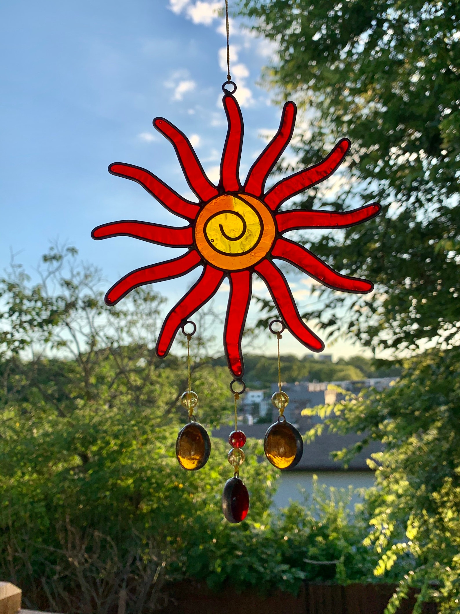 Sunburst Sun Catcher Mobile With Stained Glass Nuggets see Etsy