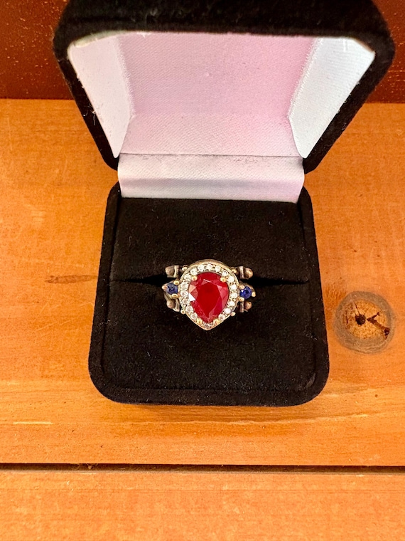 Reversible Double-Stone Vintage Ring Ruby & Sapph… - image 6