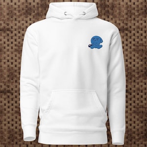 Wobbuffet Bean - Wobbuffet Embroidered Hoodie -  Wobbuffet Hoodie Embroidery - Cute Video Game Hoodie