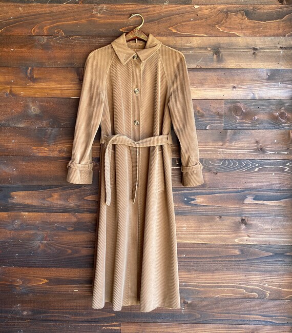 80s MEDIUM Jacket | vintage corduroy trench coat |