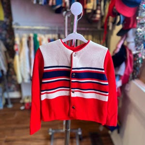 Vintage Kids Midcentury Striped Knit Cardigan