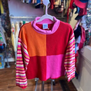 Vintage ‘90s Girls’ Color Block Striped Sweater
