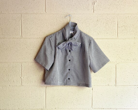 70s upcycled crop top blouse plus scrunchie | vint