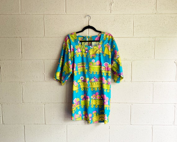 60s open back dress | vintage tie back smock | 196