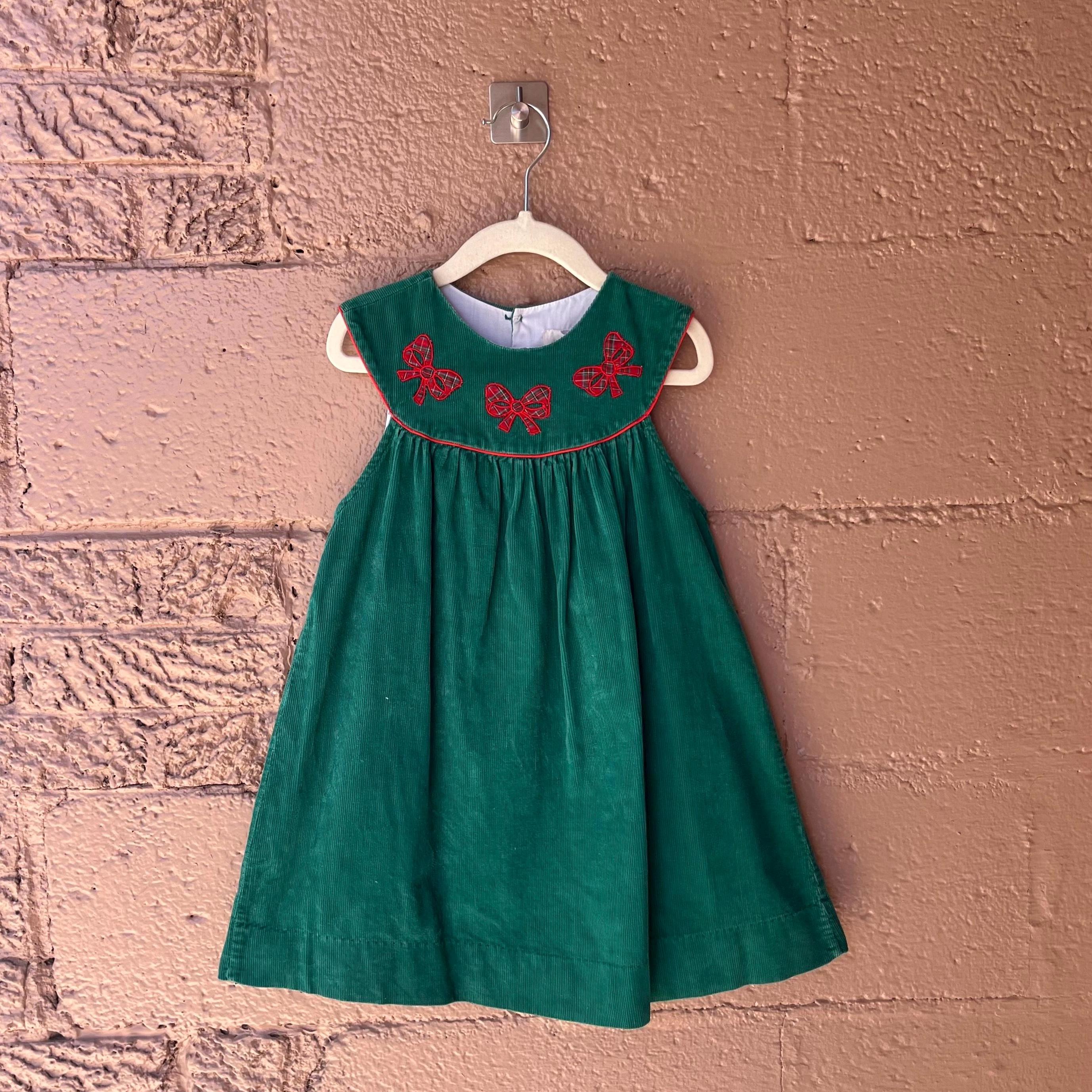 Vintage 90s Short Sleeve Corduroy Green Holiday Christmas Dress Size 3T -  Etsy