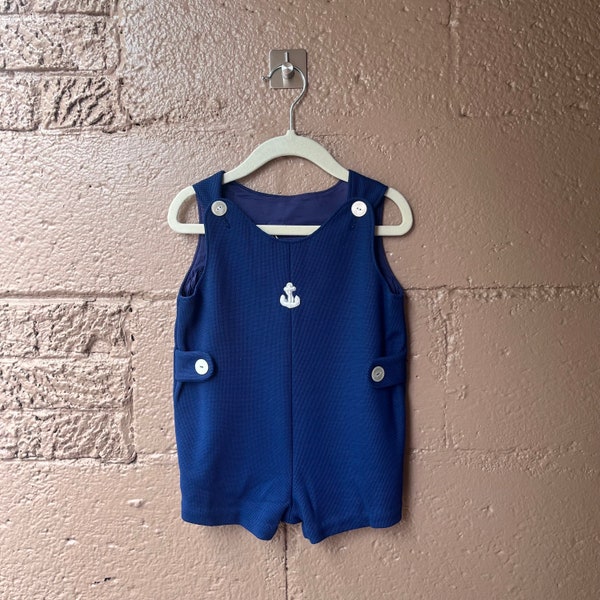 Vintage Nautical Anchor Jumper Overalls Size 18 Months