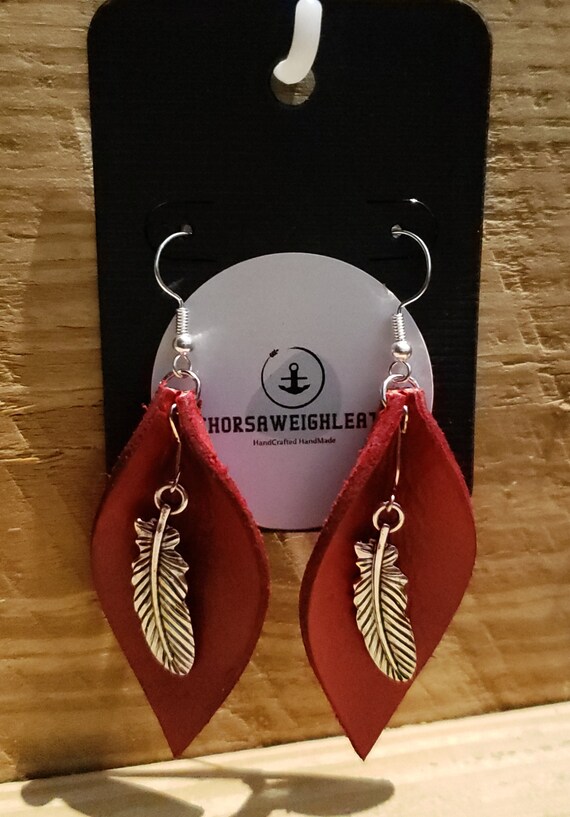 Leather leaf earrings magnolia shop