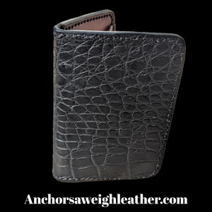 Cartera vertical para hombre de piel de cocodrilo auténtica negra, cartera minimalista, EDC, cartera, la cartera ejecutiva