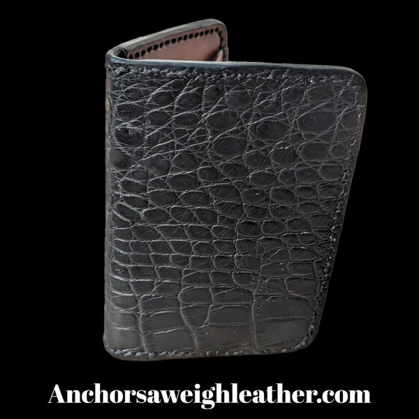 Black Genuine Alligator Skin Men's Vertical Wallet, Minimalist wallet, EDC, Wallet, The Executive Wallet