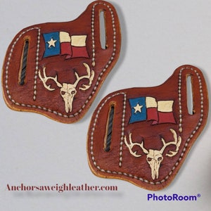 Custom Texas pancake knife sheath, knife case, leather knife sheath, pocket knife scabbard, Pocket knife sheath