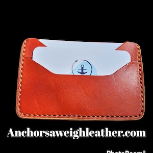 Handmade British Tan Leather Card Holder: Slim Minimalist Wallet