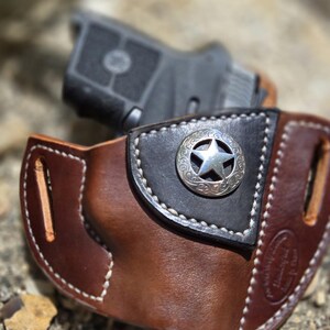 Handgemaakte leren pannenkoekenholster: Ruger LCP 380, S&W Bodyguard 380 afbeelding 10