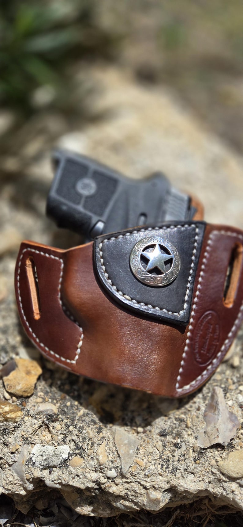 Handgemaakte leren pannenkoekenholster: Ruger LCP 380, S&W Bodyguard 380 afbeelding 10