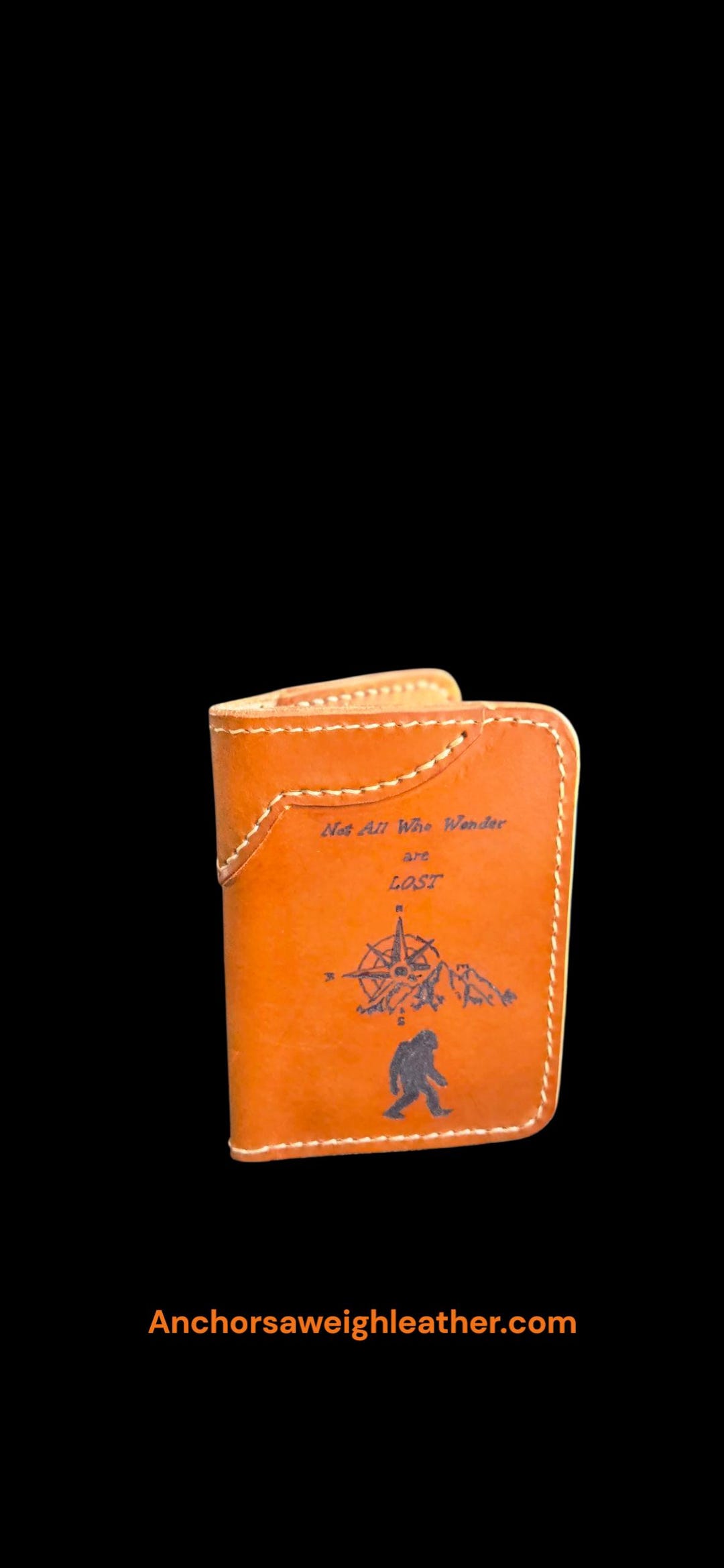 Laser Engraved Leather Minimalist Wallet: Bigfoot, Compass Design - Etsy