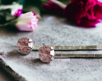 Pink Rhinestone Hair Pins, Womens Hair Pin, Hair Pins For Woman, Mothers Day Gifts, Decorative Bobby Pin, Womans Hair Clip, Wedding Hair Pin