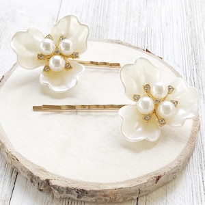 Floral Bobby Pins, Flower Hair Pins, Womens Hair Clip, Decorative Hair Accessories, Hair Pins for Women, Barrette for Women, Pearl Bobby Pin