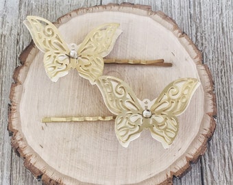 Gold Butterfly Hair Pin, Hair Pins For Woman, Butterfly Hair Clip, Womens Bobby Pin, Butterfly Barrettes, Womans Hair Pins, Womens Hair Clip