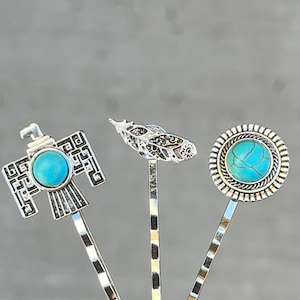 Turquoise Hair Pins, Western Hair Pin, Cowgirl Hair Pin, Decorative Bobby Pin, Womens Hair Accessory, Southwestern Hair Pin, Boho Hair Clips
