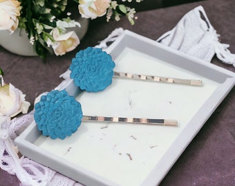 Blue Flower Hair Pins, Wedding Hair Clips, Womens Hair Pins, Floral Bobby Pins, Bridal Hair Accessories, Flower Bobby Pin, Boho Hair Pins