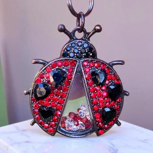 Ladybug Purse Charms – Red Rhinestone Keychain Gifts for Her, Ladybug Keychains, Lucky Insect Bag Charms, Sparkly Accessory, Bug Lover Gifts