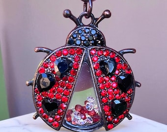 Ladybug Purse Charms – Red Rhinestone Keychain Gifts for Her, Ladybug Keychains, Lucky Insect Bag Charms, Sparkly Accessory, Bug Lover Gifts