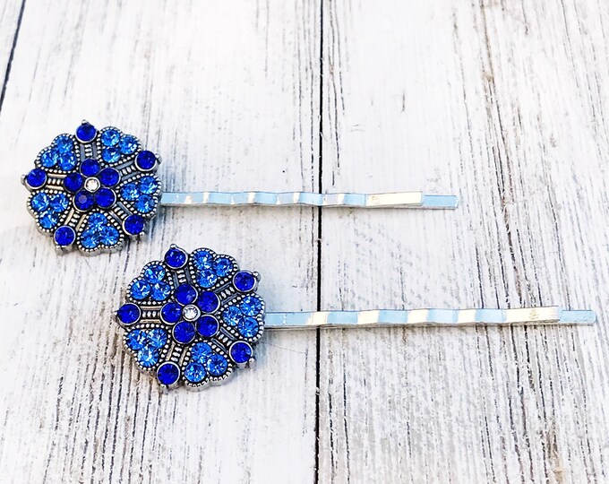 Blue Rhinestone Hair Pins Heart Hair Pins Hair Pin for Etsy