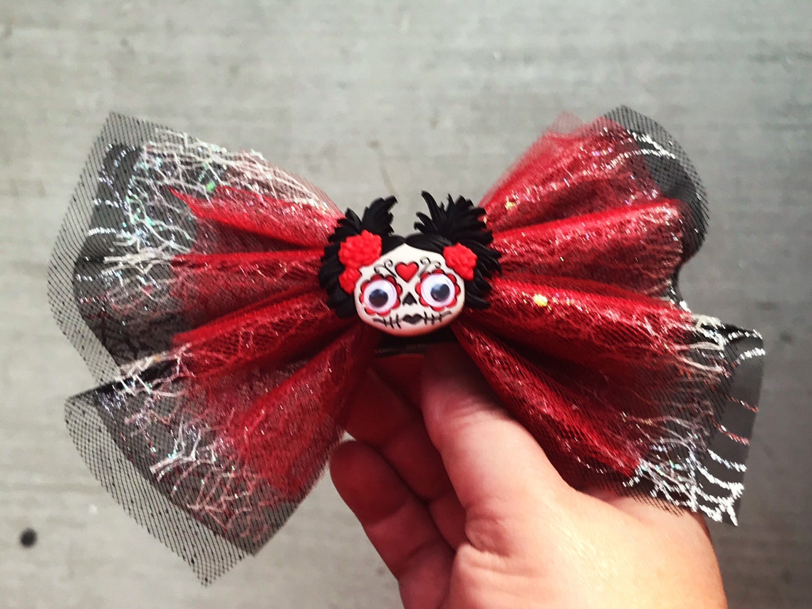 Halloween Zombie Hair Bow Halloween Hair Clip Halloween Etsy