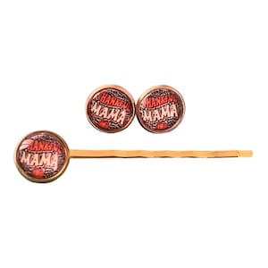 Thankful Mama Thanksgiving Hair Pin & Earrings, Animal Print Barrette, Womens Bobby Pin Cute Hair Pin, Thanksgiving Jewelry Fall Accessories