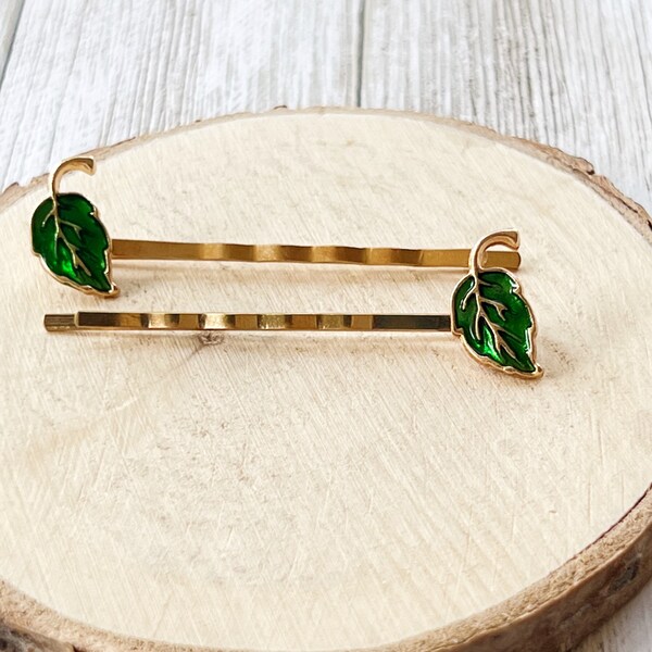 Green Leaf Hair Pin, Hair Pin for Women, Decorative Bobby Pin, Womens Barrette, Hair Clip for Women, Bobby Pin for Hair, Decorative Hair Pin