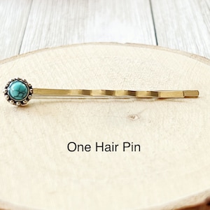Turquoise Hair Pin, Boho Western Hair Pin, Cowgirl Hair Pin, Decorative Bobby Pin, Womens Hair Accessories, Southwestern Hair Pin, Cute Clip