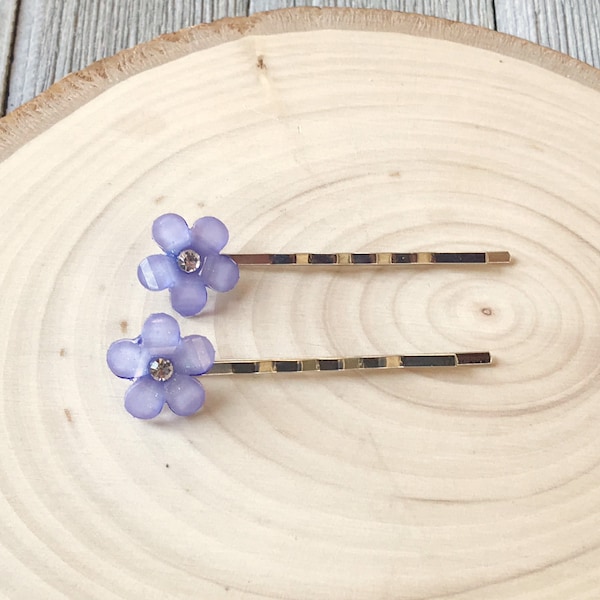 Purple Flower Hair Pins, Purple Bobby Pins, Womens Hair Pins, Floral Bobby Pin, Decorative Hair Pins, Lavender Hair Pins, Boho Hair Pins