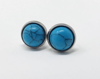 Turquoise Stud Earrings, Western Earring, Cool stud earring for guys, small stud earrings stainless steel, unique stud earring, cute earring