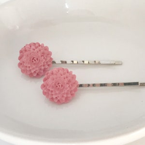 Pink Flower Hair Pins, Wedding Hair Clips, Womens Hair Pins, Floral Bobby Pins, Bridal Hair Accessories, Flower Bobby Pin, Boho Hair Pin