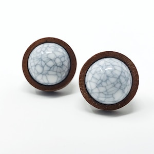 Marble White Earrings, Turquoise Stud Earrings, Wood Earrings, Boho Chic Earrings, Western Jewelry, Round Druzy Earrings, Minimalist Jewelry
