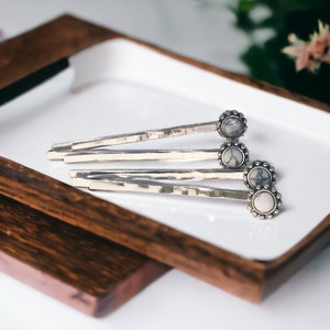 Boho White Stone Hair Pins, Western Hair Pin, Cowgirl Hair Pin, Decorative Bobby Pin, Womens Hair Accessories, Southwestern Hair Pins