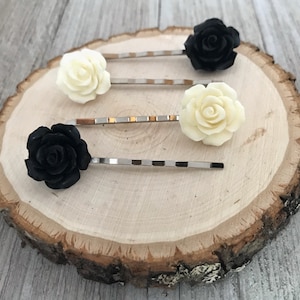 Black and White Flower Hair Pins, Hair Pins for Women, Decorative Bobby Pins, Barrette for Women, Hair Clips for Women, Decorative Hair Pins