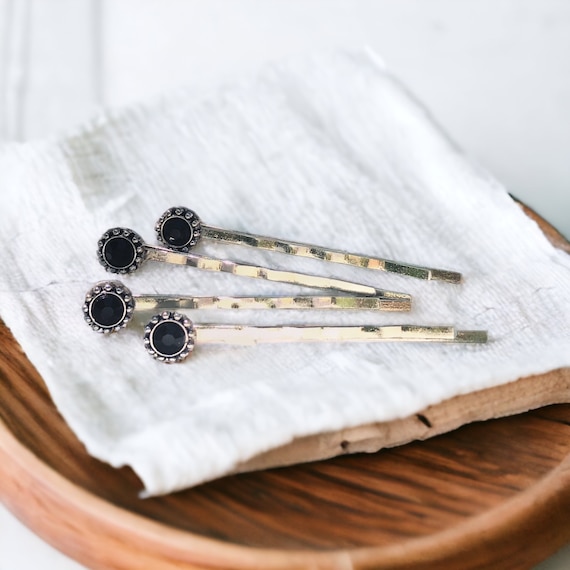 Black decorative best sale hair pins