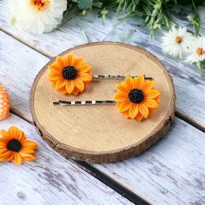 Sunflower Hair Pins, Floral Hair Pins, Wedding Hair Flowers, Womens Hair Clips, Boho Bobby Pins, Sunflower Hair Barrettes, Girls Hair Clips