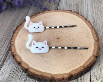 Cat Hair Pins, Kitty Bobby Pins, Womens Hair Pins, White Cat  display picture 1