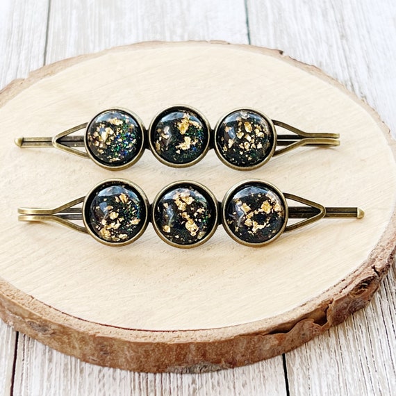 Druzy Hair Clip, Gold Speckled Barrette, Wedding Hair  display picture 1