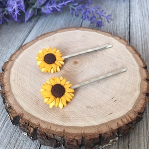 Sunflower Hair Pins, Sunflower Hair Clips, Floral Hair Pins, Wedding Hair Flowers, Womens Hair Clips, Boho Bobby Pins, Yellow Hair Barrettes