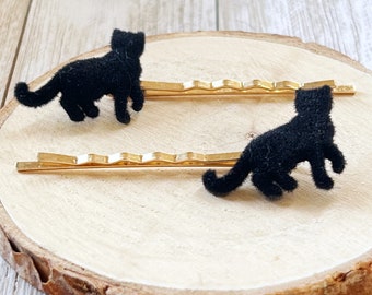 Cat Hair Pins, Kitty Bobby Pins, Womens Hair Pins, Black Cat Bobby Pins, Kitty Hair Pin, Girls Hair Pins, Preppy Hair Clips, Cute Hair Pins