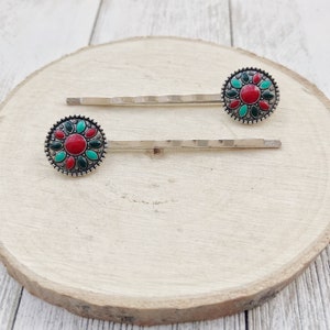 Boho Turquoise Gemstone Hair Pins, Western Hair Pin, Cowgirl Hair Pin, Decorative Bobby Pin, Womens Hair Accessories, Southwestern Hair Pins