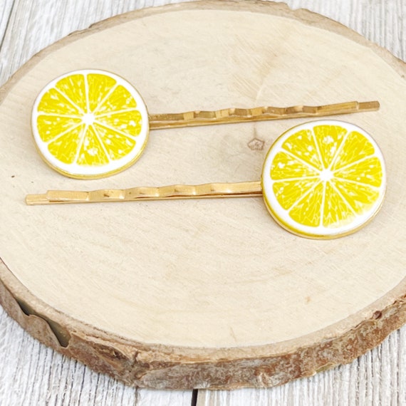 Lemon Bobby Pins Citrus Hair Pins Lemon Hair Pins Lime Hair Etsy