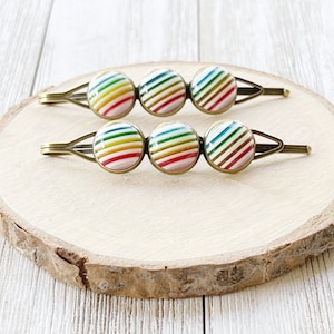 Rainbow Hair Pins, Summer Hair Pins, Retro Vintage Hair Clips, Womans Hair Pins, Womens Hair Clips, Rainbow Bobby Pins, Womans Barrettes