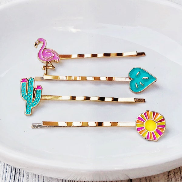 Cactus Hair Pins, Flamingo Hair Clips, Sunflower Bobby Pins, Womens Hair Clips, Boho Bobby Pins, Leaf Hair Barrettes, Daisy Flower Hair Pins