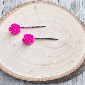 Flower Hair Pins, Wedding Hair Pins, Womens Hair Pins, Pink Flower Hair Pin, Bridal Hair Accessories, Flower Bobby Pins, Pink Rose Hair Pins